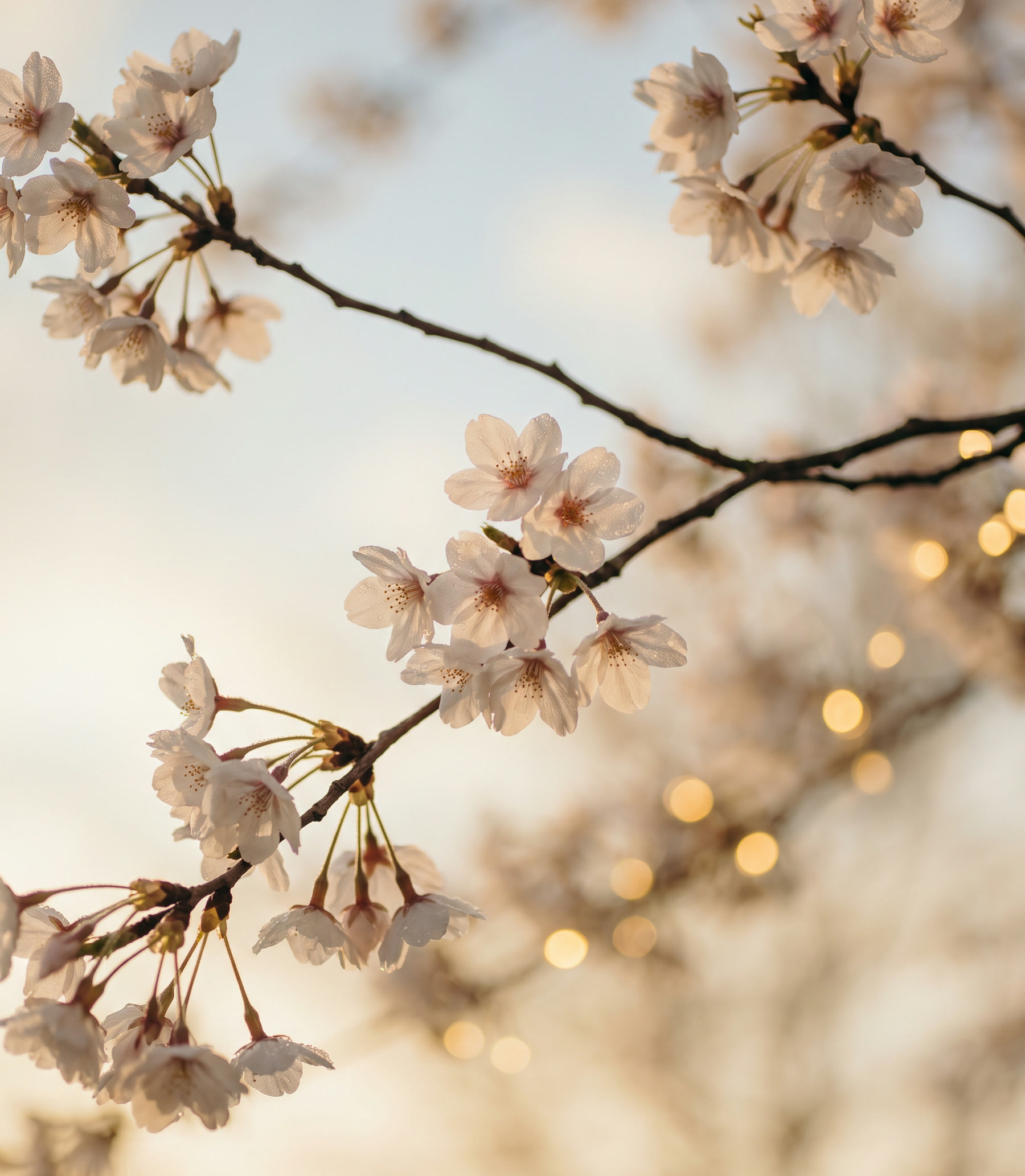 Cherry blossom in the last of the evening light